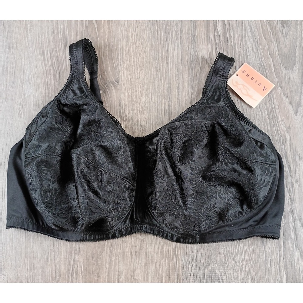 Aviana Soft Cup Lace Bra Wireless 46G 2352 Black Floral Back Closure NEW